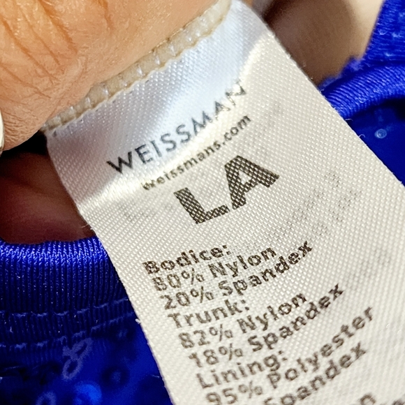 WEISSMAN Vibrant Blue Sequin Halter Romper Dance Wear with Fringe Size LA - Picture 9 of 12